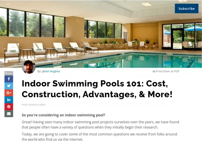 Indoor pool info, cost, construction, & more.