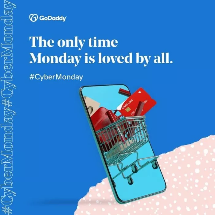Cyber Monday shopping, GoDaddy ad.