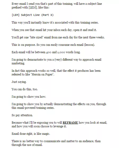Email marketing training, short lessons.