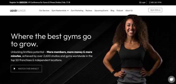Woman smiling, fitness company.