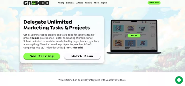 Marketing tasks delegated, unlimited.