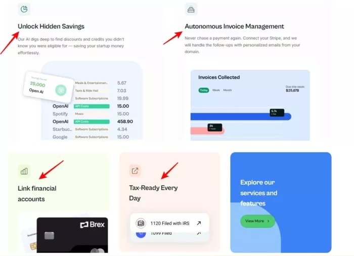 Financial tools: invoice, savings, tax.