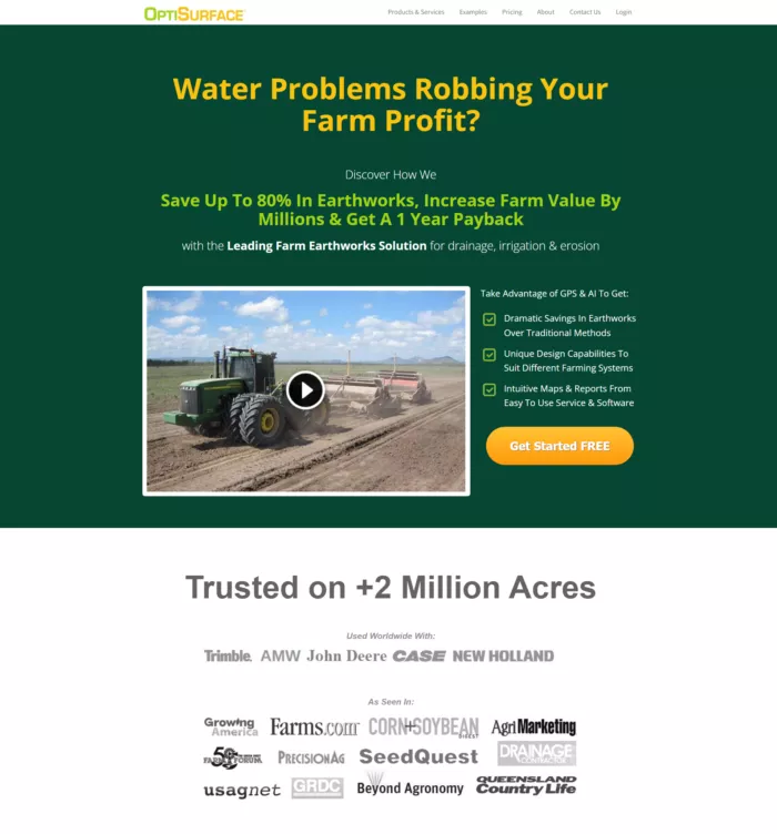 Farm tractor working, water problem solution.