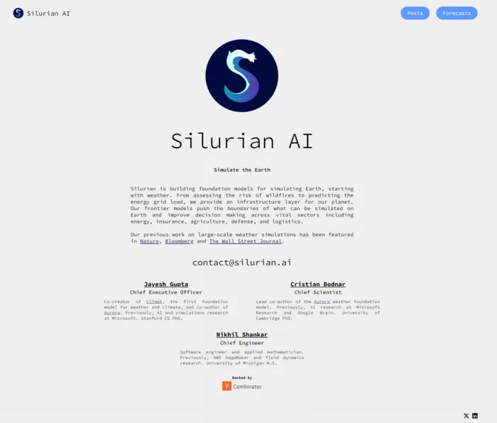 Silurian AI: Earth simulation models.