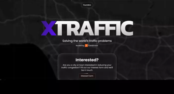 XTraffic homepage; traffic solutions; interest form.