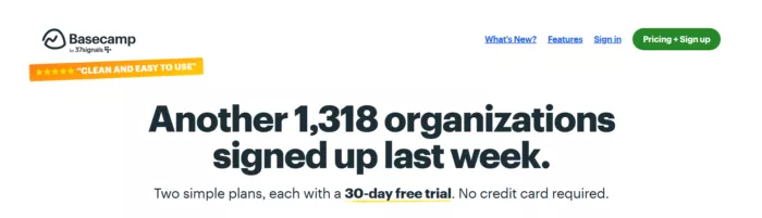 Basecamp: 1,318 new users.