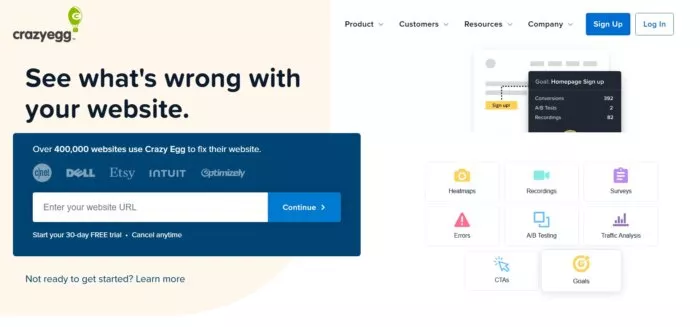 Crazy Egg website analytics tool.