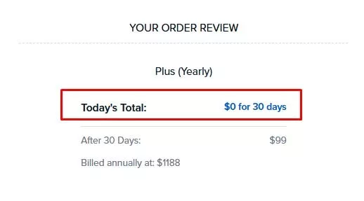 Free trial, $0 for 30 days.