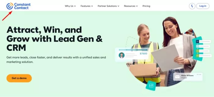 Constant Contact Lead Gen CRM demo.