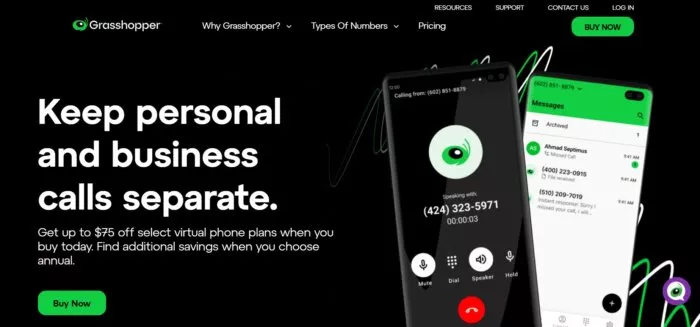 Grasshopper virtual phone app, separate calls.