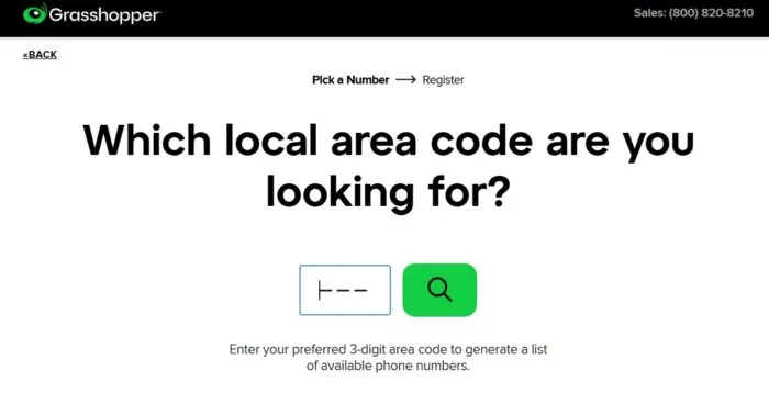 Enter area code for phone numbers.
