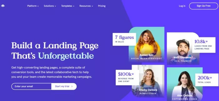 Leadpages landing page builder.