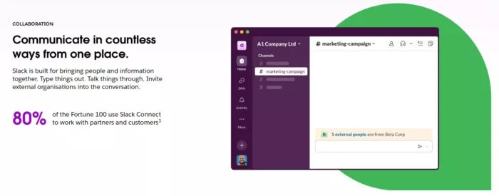 Slack workspace, communication tool.