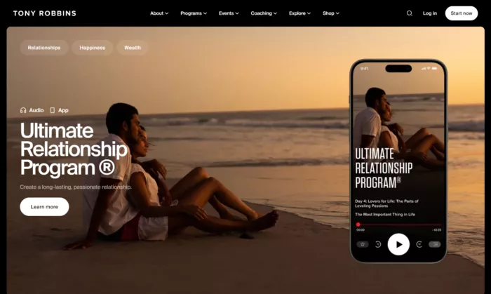 Couple on beach, Tony Robbins program.