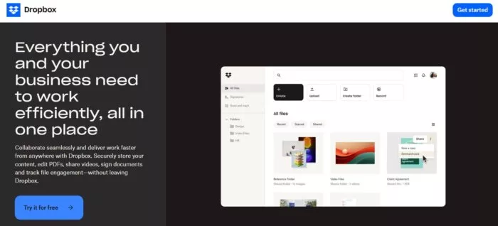 Dropbox workspace, file sharing, online.