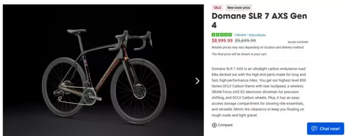 Trek Domane SLR 7 AXS bike.