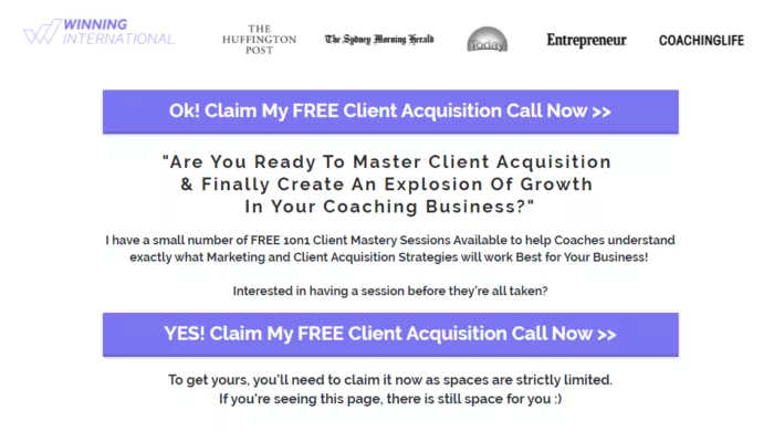 Free coaching call, client acquisition.
