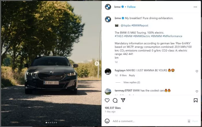 Black BMW i5 M60 Touring.