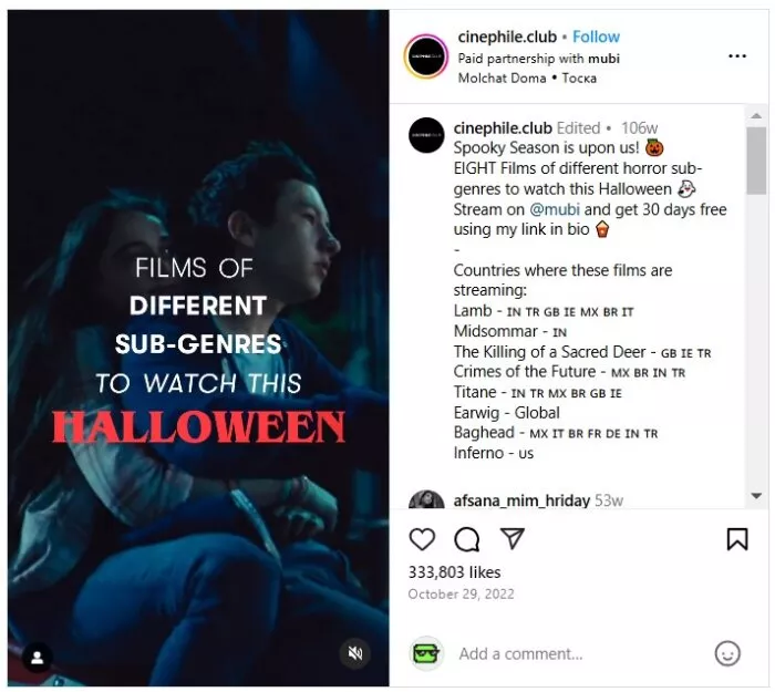 Halloween horror movie list.