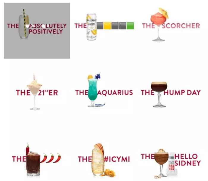 Variety of Smirnoff cocktails.