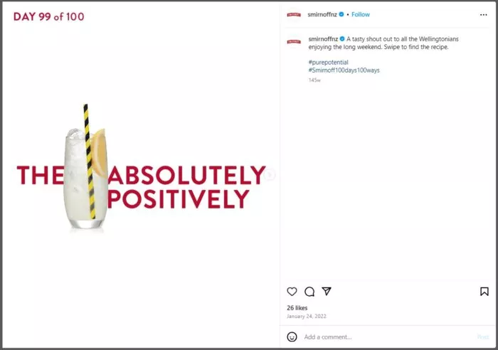 Smirnoff cocktail recipe.