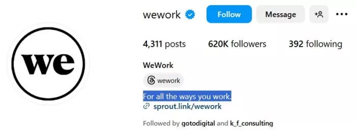 WeWork logo, workspace.