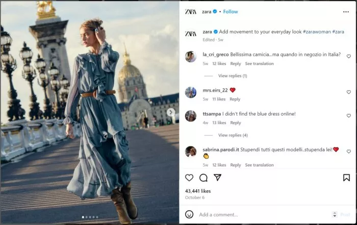 Woman in Zara dress, Paris.
