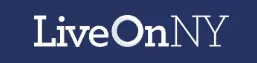 LiveOnNY logo, dark blue background.