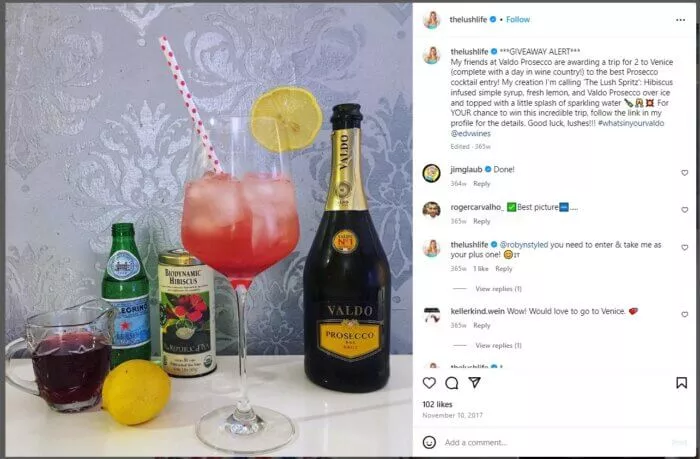 Prosecco cocktail, giveaway, Italy trip.