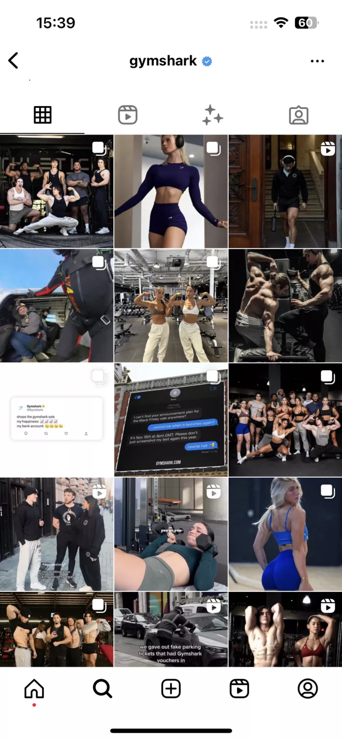 Gymshark social media posts.