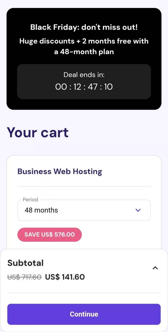 Black Friday cart, 48-month deal.