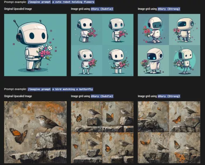 example of midjourney out puts and