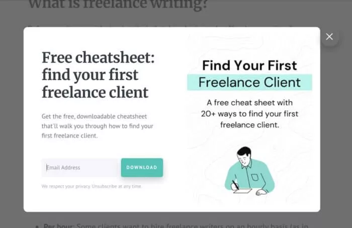 example of exit popup