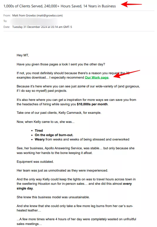 Authority email example