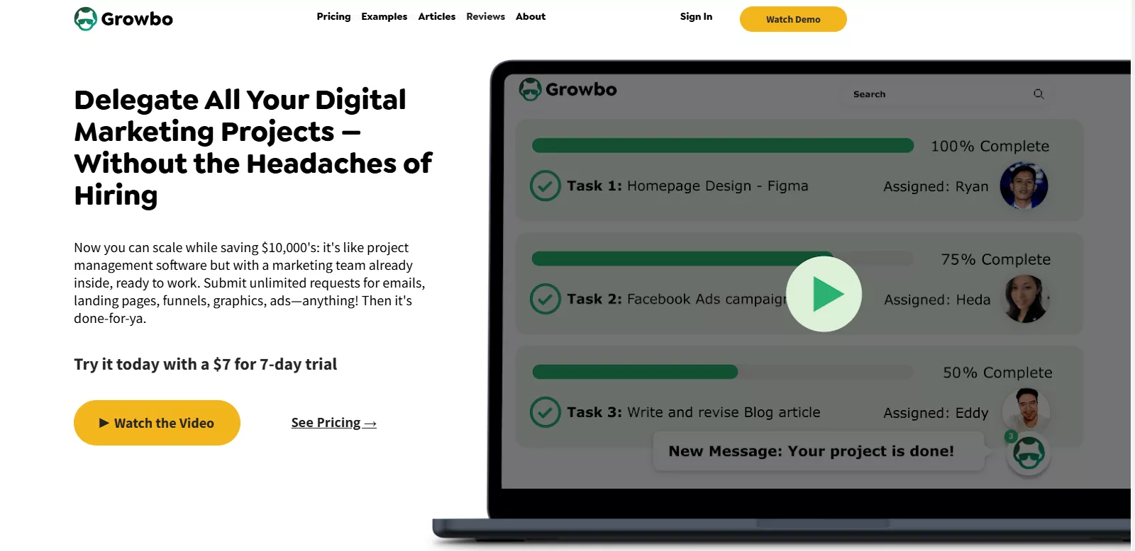 example of Growbo's value proposition