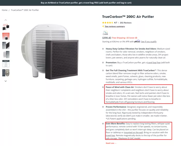product description air purifier