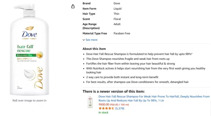 product description dove