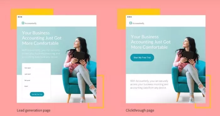 2 types of landing pages