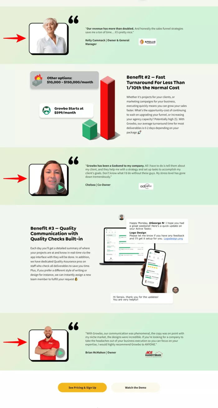 example of testimonials