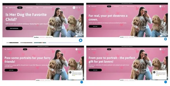 Testing messages above the fold