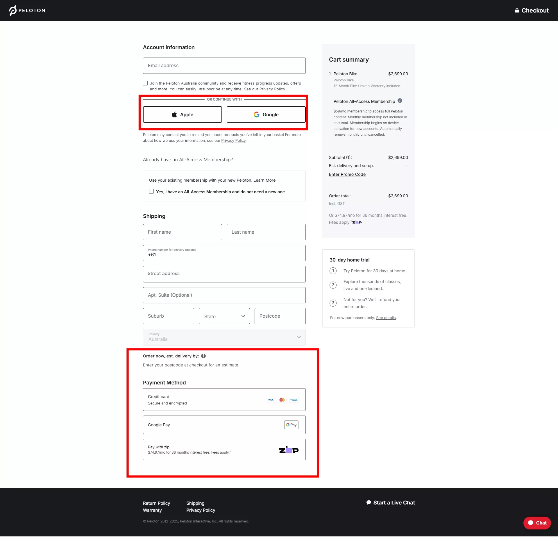 example of checkout page with variety of payments