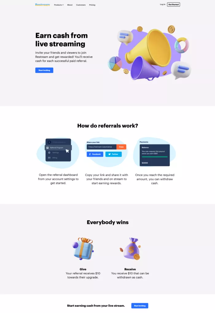 example of a referral program of restream