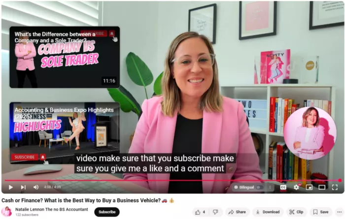 example of video content from accounting service