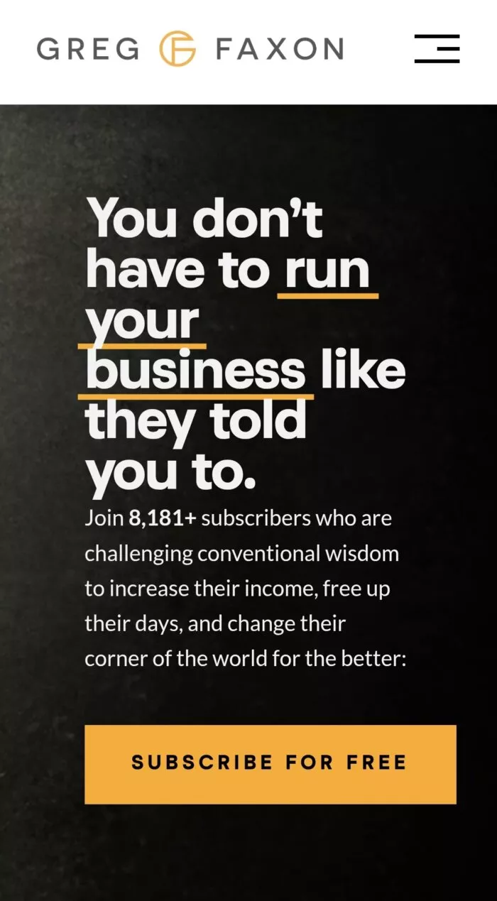 example of CTA adjusted for mobile