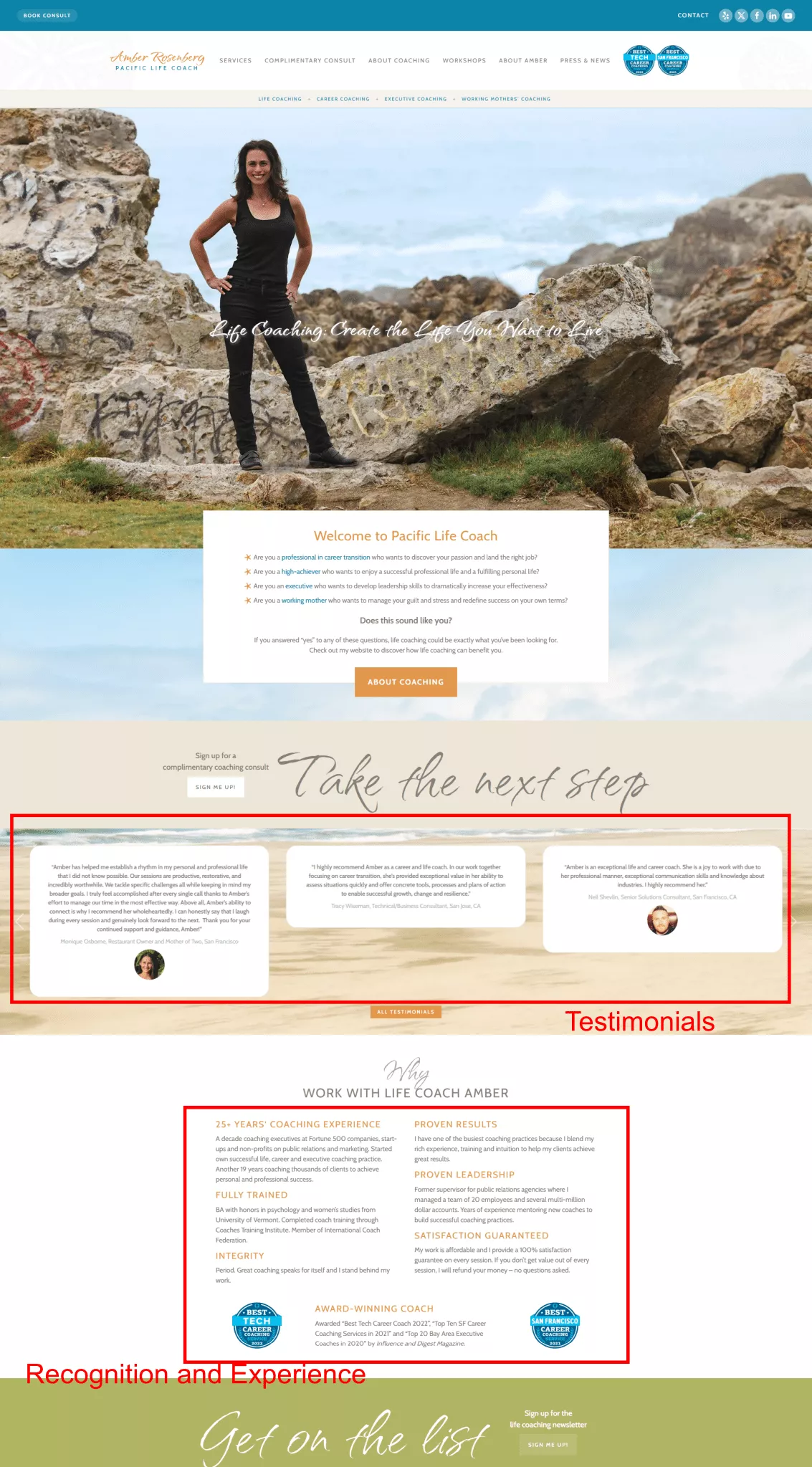 example of social proof in coach landing page-1