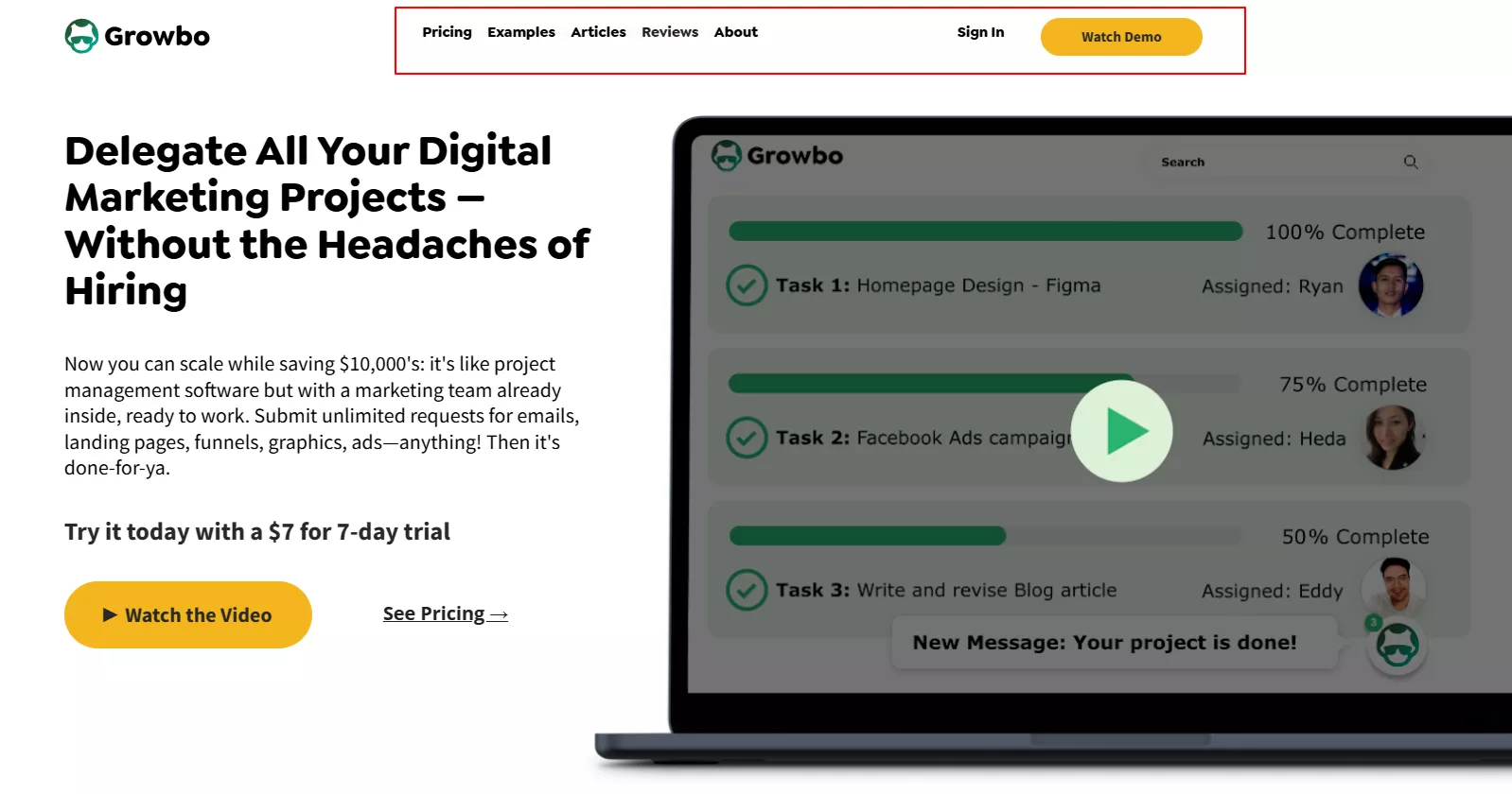 growbo example of simple navigation