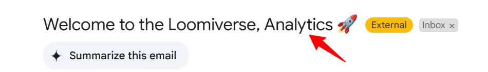 personalized subjet line from Loom