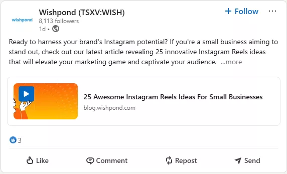 blog promoted in Linkedin