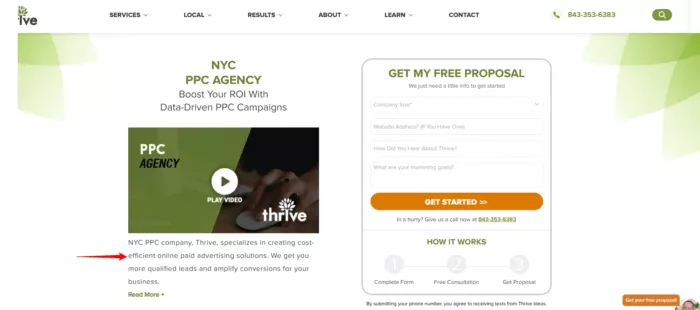 use of keywords on website