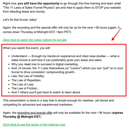 example recap for the post webinar email
